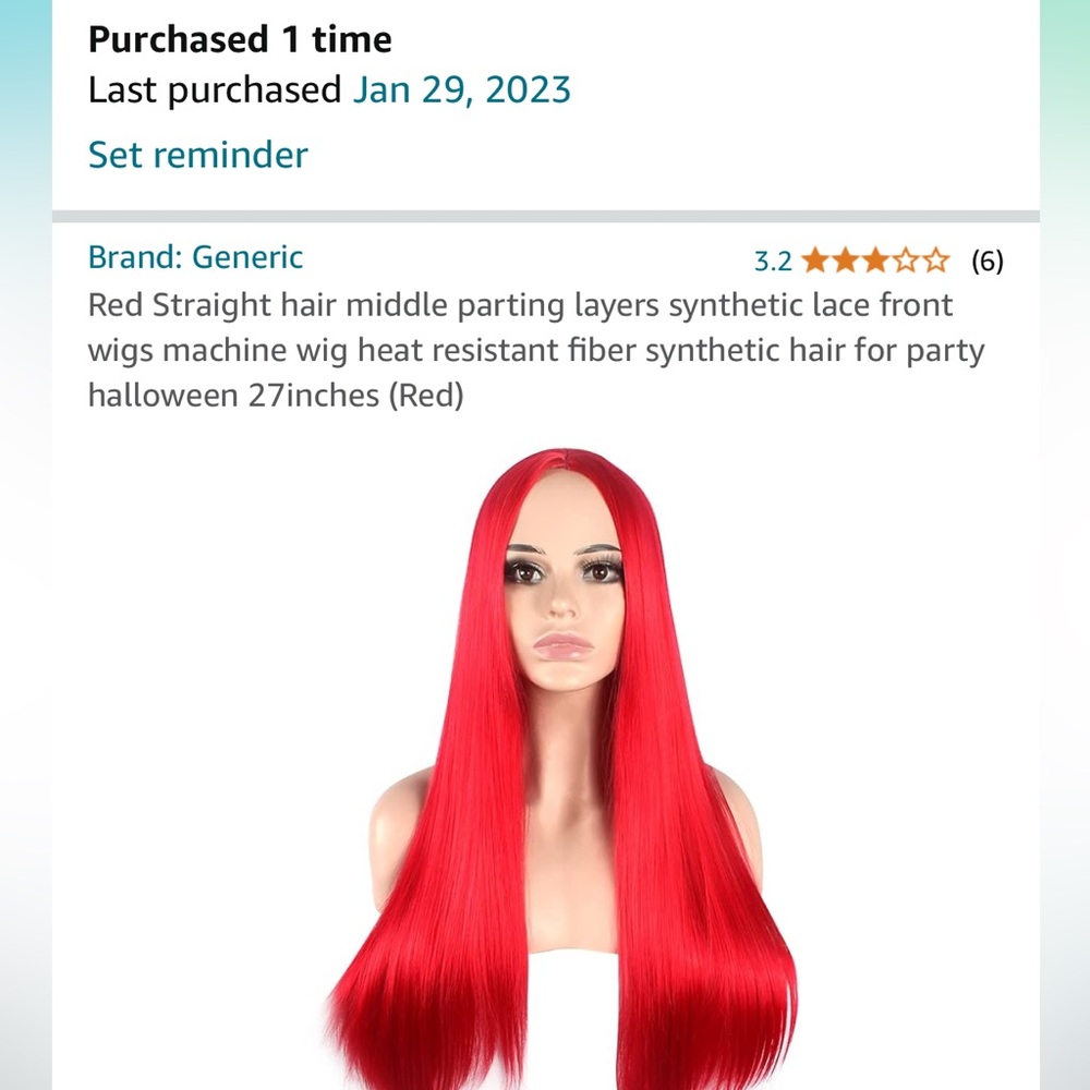Red straight wig 27” - NWT never worn